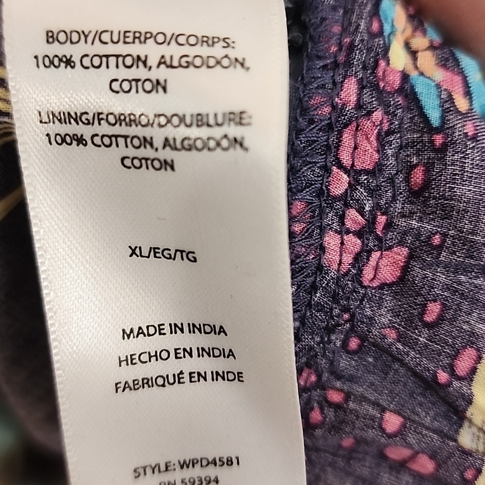 BEACHLUNCHLOUNGE NWT navy, gold, pink Tropical Floral Print Ruffled Elastic Back - Picture 5 of 9